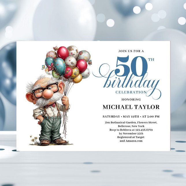 Convites Epic Funny Man 50th Bash Whimsical Party Invite (Epic Funny Man 50th Bash Whimsical Party Invite)