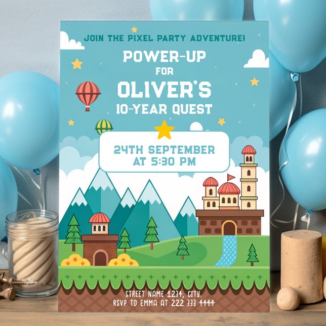 Convites Epic Retro Game Party (Criador carregado)