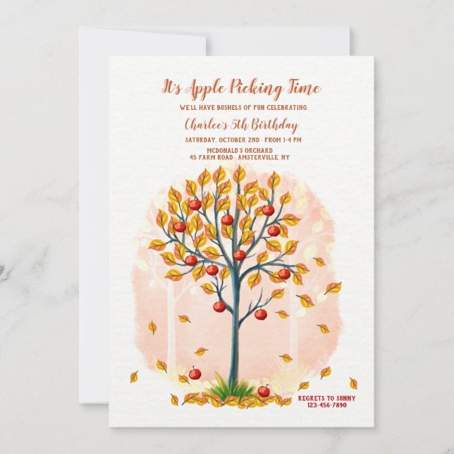 Convites Época da Colheita de Maçãs (Frente)