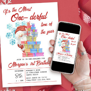 Convites Época Maravilhosa de Natal Aniversário de 1 ano