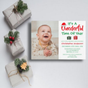 Convites Época Onederful de Natal Aniversário de 1 ano