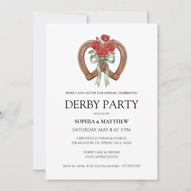 Convites Equestrian Derby Party Modern Race Horse Invite (Frente)