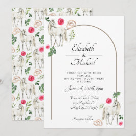Convites Equestrian Pink Floral Wedding Invitation 