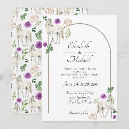 Convites Equestrian Purple Floral Wedding Invitation 