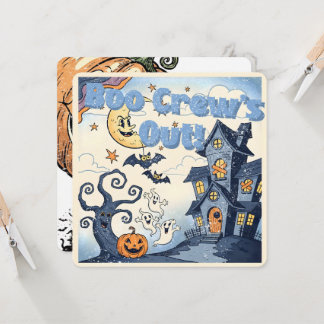 Convites Equipe Boo está fora! Ilustração Vintage de Hallow