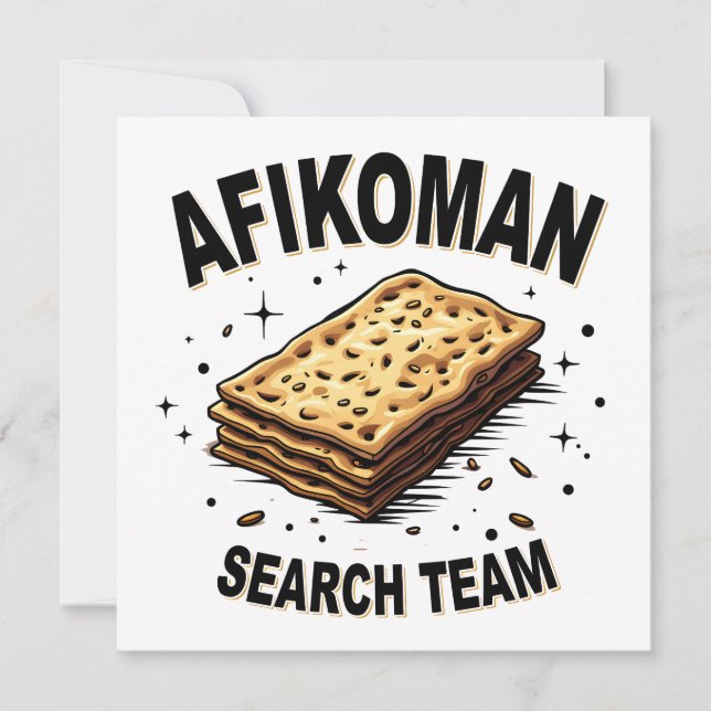 Convites Equipe de busca do Afikoman Amantes de comida juda (Frente)