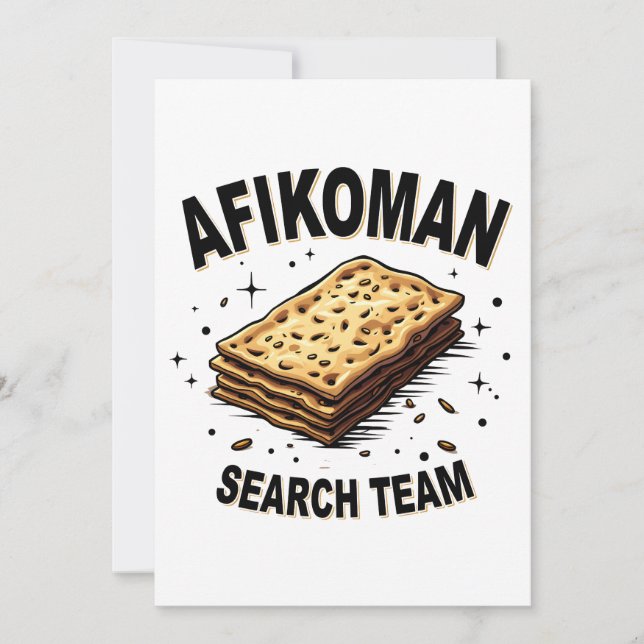 Convites Equipe de busca do Afikoman Amantes de comida juda (Frente)