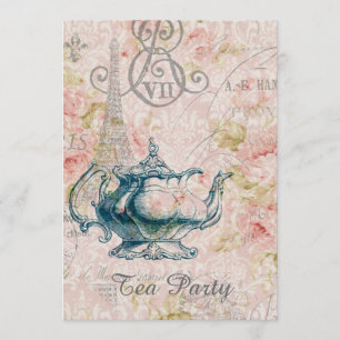 Convites equipe de chá paris eiffel torre vintage