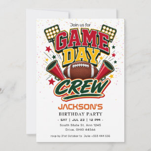 Convites "Equipe do Dia do Jogo" Aniversário de Futebol