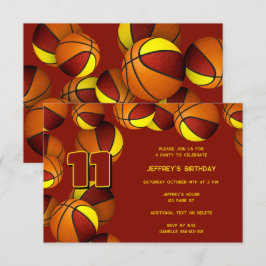 Convites equipe maroon gold cores basketball aniversário
