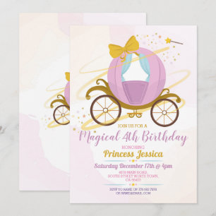 Convites Era uma vez a Carruagem de aniversário da Princes