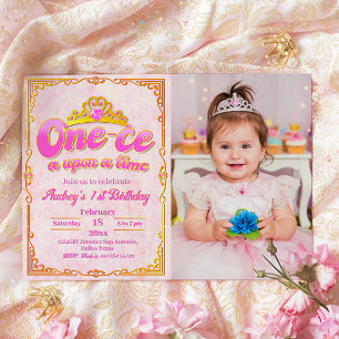 Convites Era Uma Vez - Aniversário de 1ª Menina com Foto