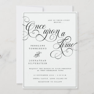 Convites Era Uma Vez Casamento Preto Branco Flourish