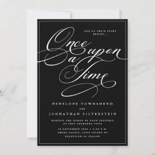 Convites Era Uma Vez Casamento Preto Script Gótico