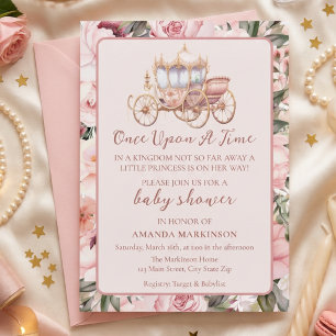 Convites Era Uma Vez Churrasco de Bebê Princesa Rosa