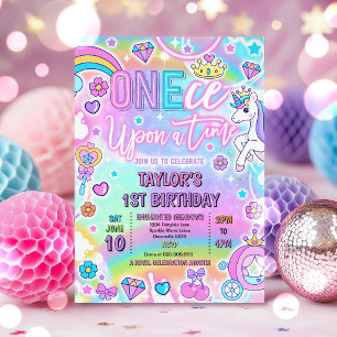 Convites Era Uma Vez Conto de Fadas Princesa 1º Aniversário