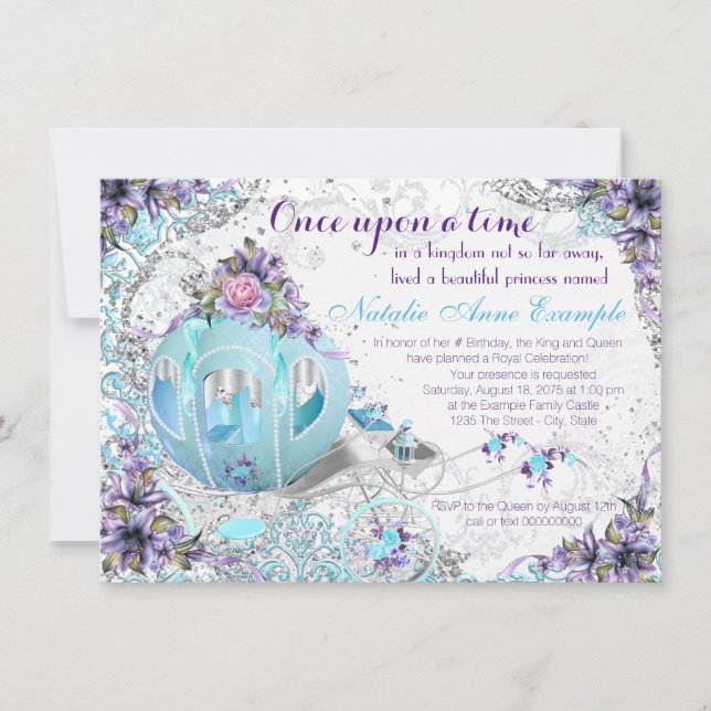 Convites Era Uma Vez Conto de Fadas Princesa Aniversário (Frente)