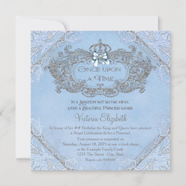 Convites Era uma vez, Princesa Aniversário (Frente)