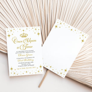 Convites Era Uma Vez Princesa Aniversário Dourado