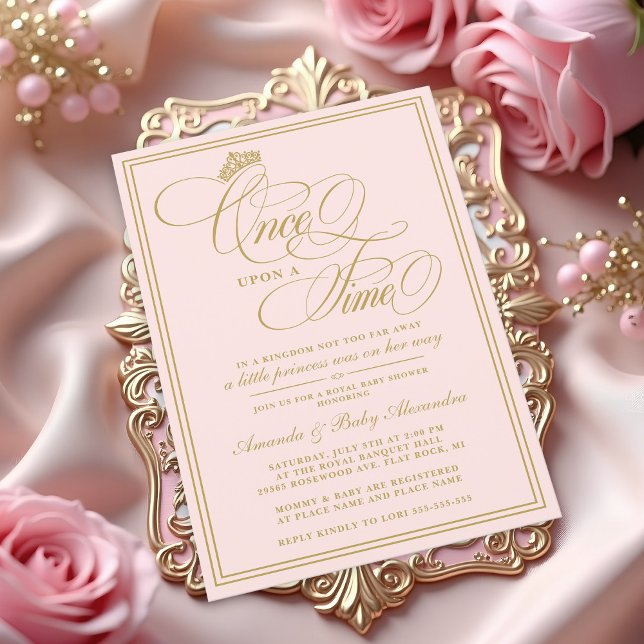 Convites Era Uma Vez Princesa Chá de Bebê Elegante (Once Upon a Time Princess Baby Shower Invitation )