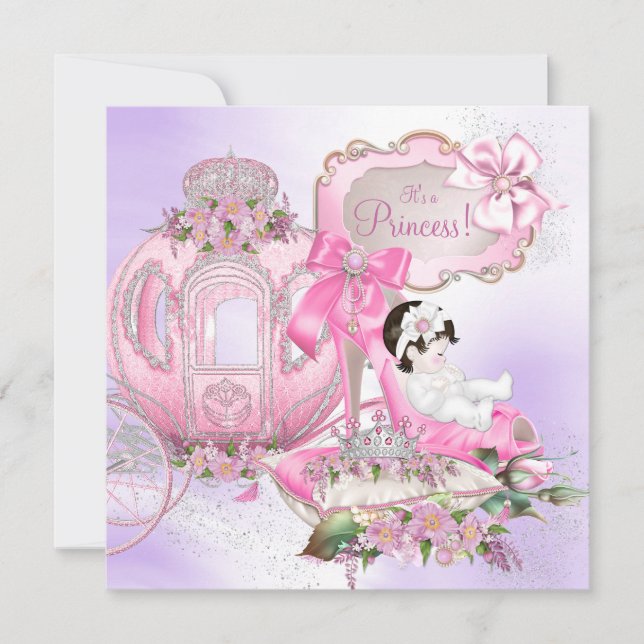 Convites Era Uma Vez Princesa Churrasco de Bebê Roxo Rosa (Frente)