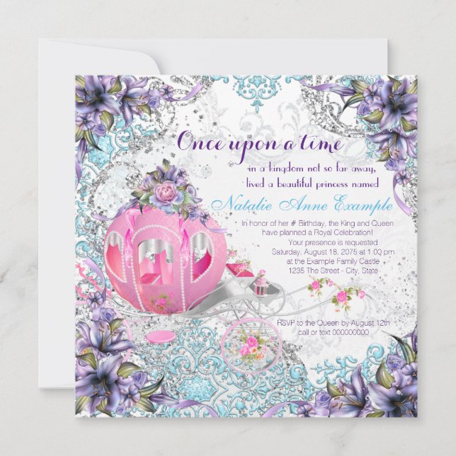 Convites Era Uma Vez Princesa Conto de Fadas Aniversário (Frente)