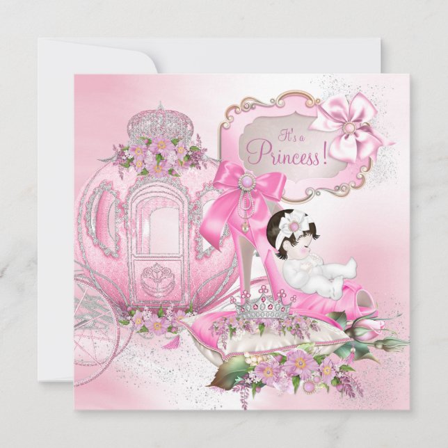 Convites Era Uma Vez Princesa Rosa Chás de Bebê (Frente)