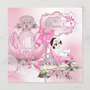 Convites Era Uma Vez Princesa Rosa Chás de Bebê