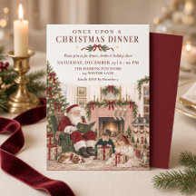 Era Uma Vez um Jantar de Natal Vintage Papai Noel 