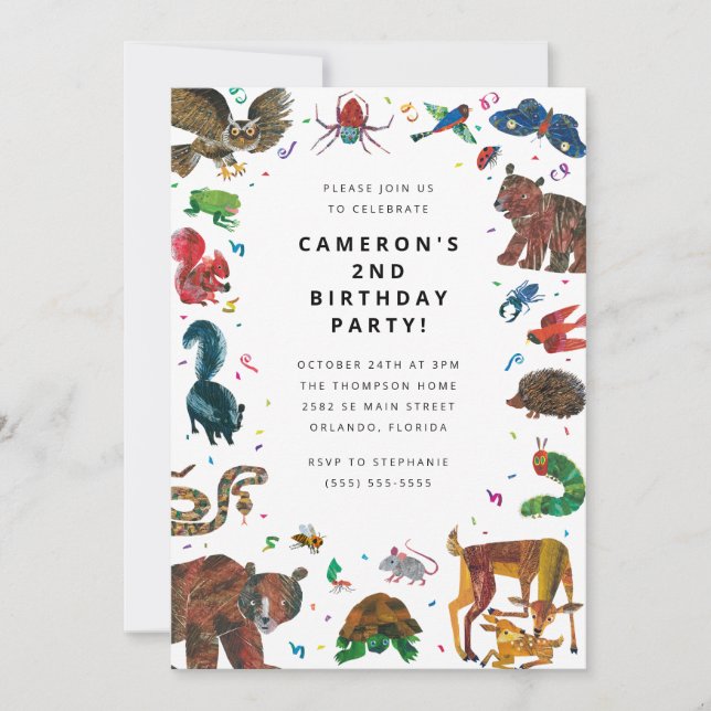 Convites Eric Carle | Urso Marrom - Aniversário dos Amigos  (Frente)