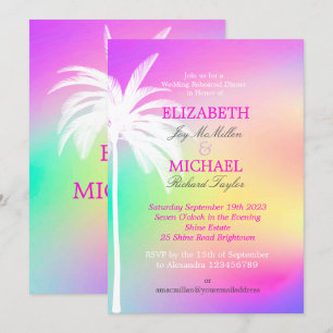 Convites Erin Palm Tree White Colortion Modern