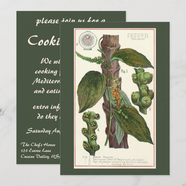 Convites Ervas e especiarias alimentares vintage, planta de (Frente/Verso)
