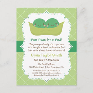 Convites Ervilhas bonitas em potes de bebê gêmeos