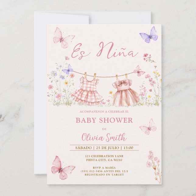 Convites Es Nina Mexican Wildflower Spanish Baby Shower (Frente)