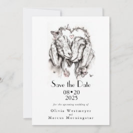 Convites Esboço a Lápis de Casamento de Cabras Núbias