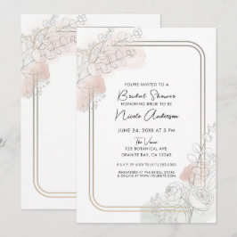 Convites Esboço Botânico Sage Blush Floral Chá de Noiva