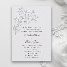 Convites Esboço de Orquídea Formal Tradicional Casamento Ma