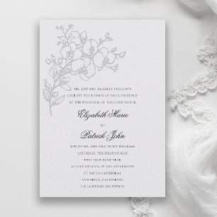 Convites Esboço de Orquídea Formal Tradicional Casamento Ma