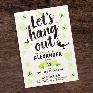 Convites Esboço de Pincel Verde de Aventura Zipline de Dive