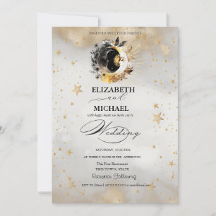 Convites Esboço Flores das Luas das Estrelas Douradas Celes