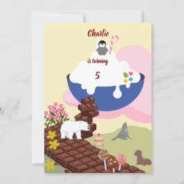 Convites Escadas de Chocolate para o aniversário de Creme