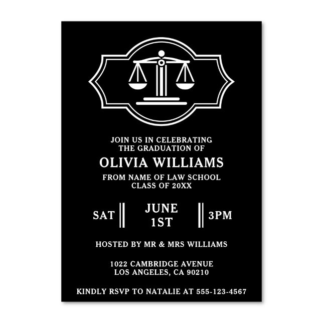Convites Escalas Da Faculdade De Direito Da Festa de format (Law school graduation party invitation featuring the iconic scales of justice)