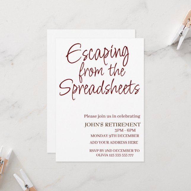 Convites Escapar das planilhas Reforma Engraçada (Frente/Verso In Situ)