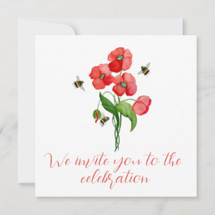 Convites Escarlate de água flores de papoila e bumbum