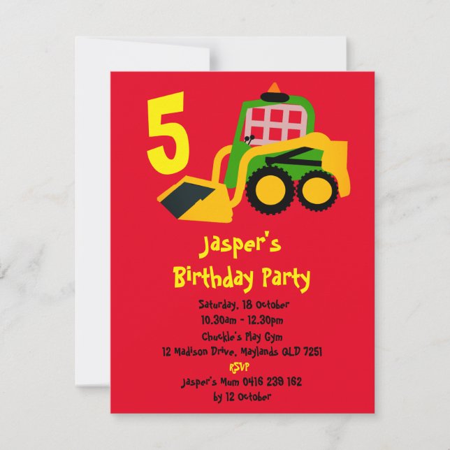 Convites Escavador Bobcat (Frente)