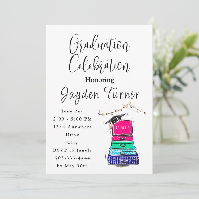 Convites Escola de Ano de Licenciação de segundo grau (Em pé/Frente)