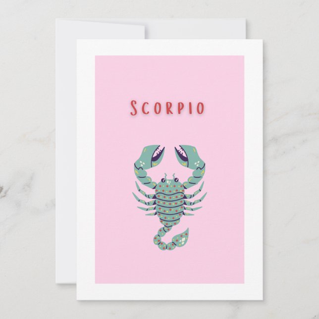 Convites Escorpião Rosa, zodíaco, signo do zodíaco (Frente)