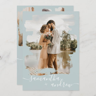 Convites Escoteiro verde-marinho 2 fotos casamento