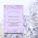 Convites Escrita elegante com lavanda violeta de aniversári<br><div class="desc">Para uma elegante festa de aniversário 40th (ou qualquer idade). Um fundo colorido violeta e lavanda. Decorado com brilho violeta. Personalize e adicione um nome e detalhes da parte. O nome é escrito com um script de estilo manuscrito</div>
