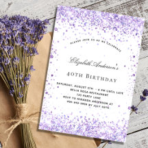 Escrita elegante com lavanda violeta de aniversári